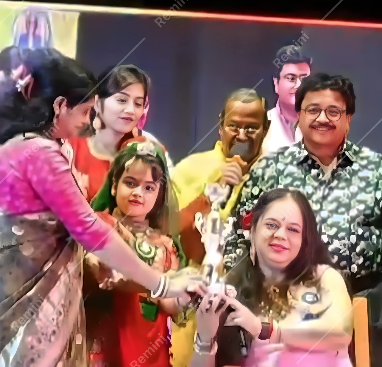 Banasri Ghoshal at an award ceremony with fellow artists