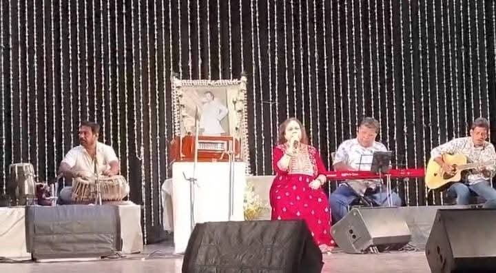 Banasri Ghoshal with her accompanists during a classical recital