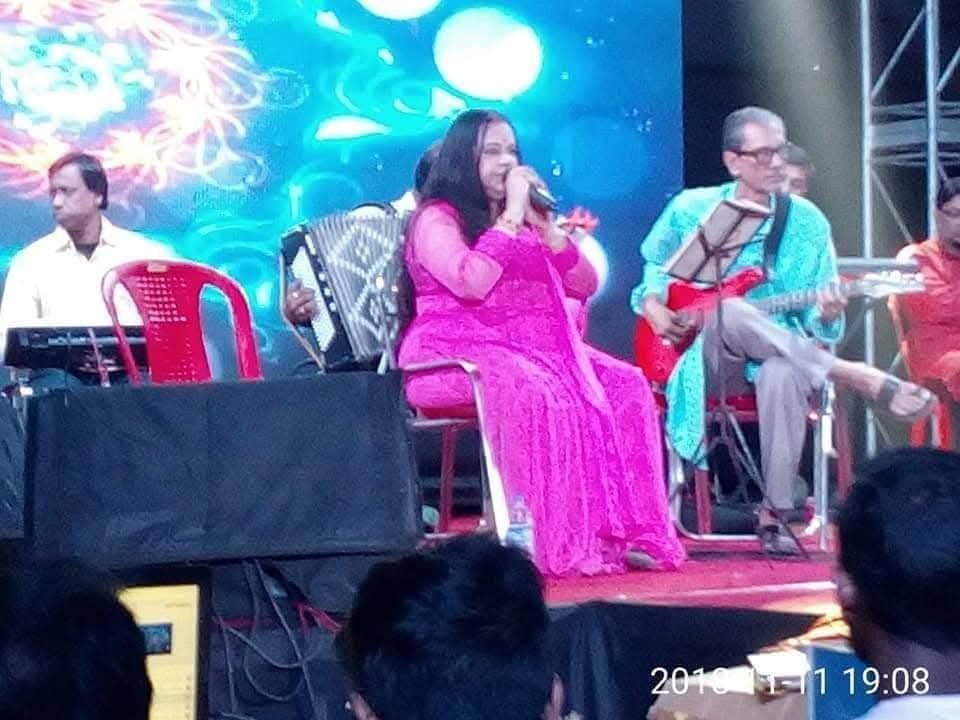 Banasri Ghoshal on a large open-air stage